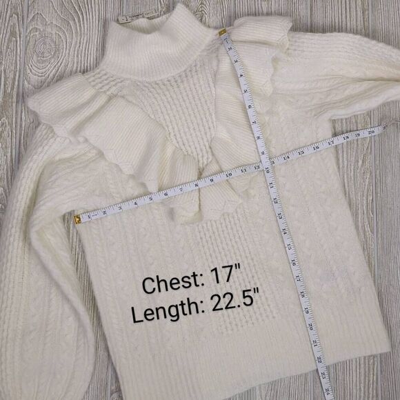 Madewell Zanzibar Womens Small Wool Alpaca Ruffle Turtleneck Sweater White NWT - Picture 9 of 9